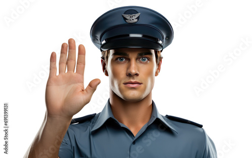 Respectful Salute by Young Man Isolated on a Transparent Background PNG.