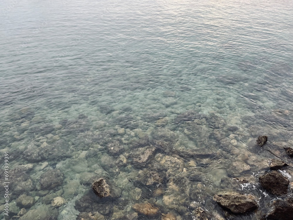 Transparent sea water, sea coast