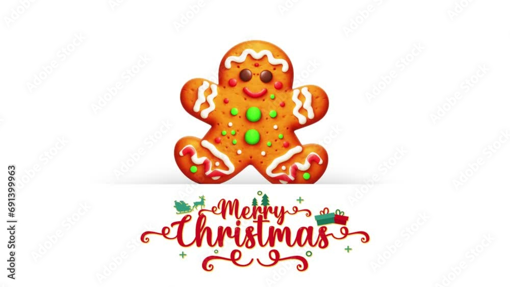 Little gingerbread cookie animation for Merry Christmas greetings Little gingerbread cookie animation for Merry Christmas greetings