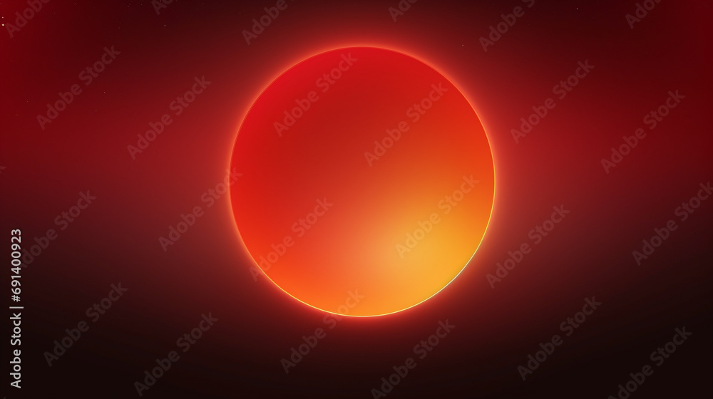 Cosmic background. Red and orange glowing sphere grainy gradient background.