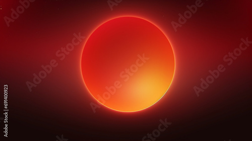 Cosmic background. Red and orange glowing sphere grainy gradient background.