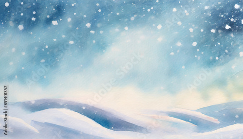 Beautiful background image of light snowfall falling over of snowdrifts - Painting style © Giuseppe Cammino