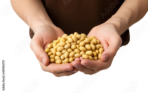 Handsome Guy Showcases Soya Beans Proudly Isolated on a Transparent Background PNG.