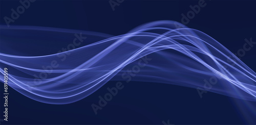 Blue abstract wave. Magic line design. Flow curve motion element. Neon gradient wavy illiustration.