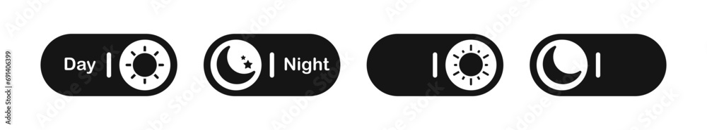  Day and night mode switch. Day, night interface toggle. Dark mode switch icons. Vector day night switch - obrazy, fototapety, plakaty 