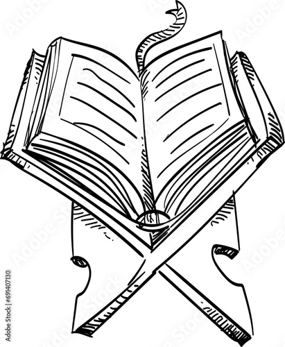 holy book Al Quran handdrawn illustration