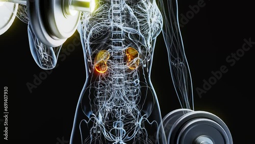 Abstract 3d anatomy view of kidneys photo