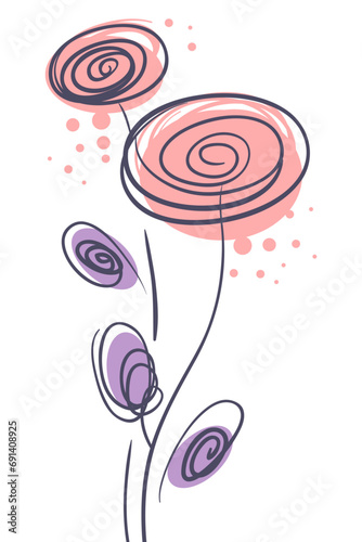 Line art doodle flower vector illustration