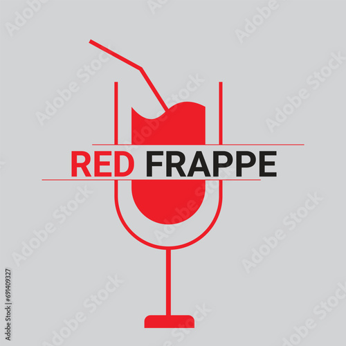Rainbow smoothie frappe for takeaway logo template. Vector cold iced drink cup with cream and drinking. Vector isolated flat icon for fast food cafe, cafeteria or coffeehouse design element