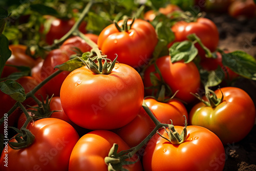 Tomato Bounty: Freshly Picked Tomatoes Up Close in the Garden