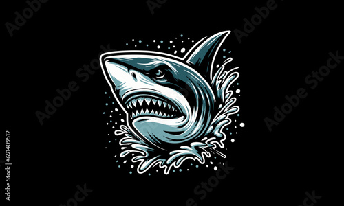head shark angry vector illustration artwork design