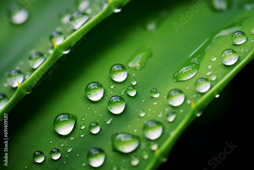 Dewy Delight: Close-Up Shot Capturing Water Drops on Aloe Leaf