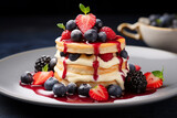Sweet Indulgence: Creamy Dessert Biscuit Topped with Fresh Berries
