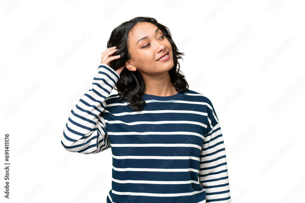 Young Argentinian woman over isolated background thinking an idea Young Argentinian woman over isolated background thinking an idea