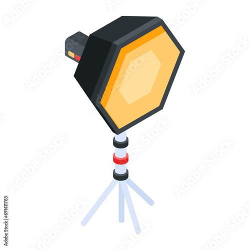 Editable isometric icon of a spotlight stand 