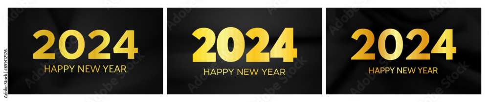 2024 Happy New Year on dark silk background 2024 Happy New Year on dark silk background