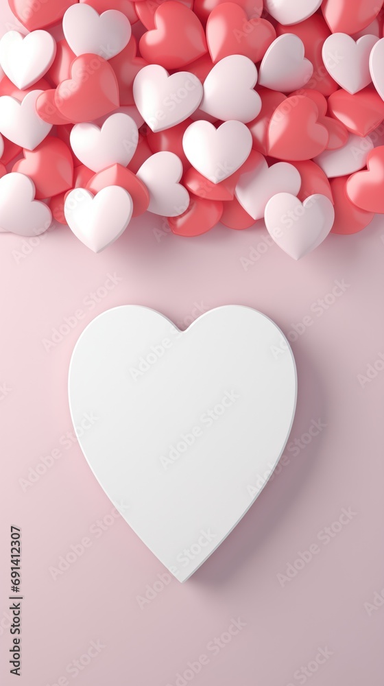 Valentines sale banner template. Valentines day store discount promotion with white space for text and hearts elements