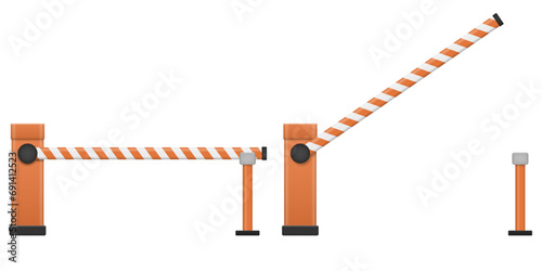 Open, closed parking car barrier Vector illustration.
