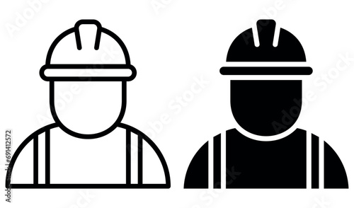 Professional Heavy Industry Engineer. Worker Wearing Safety Uniform. Construction worker icon. Vector illustration.