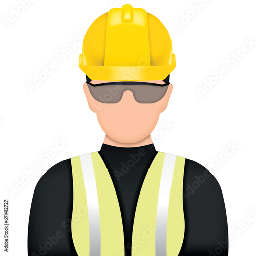 Professional Heavy Industry Engineer. Worker Wearing Safety Uniform. Construction worker icon. Vector illustration.