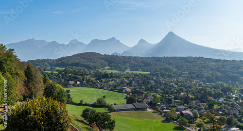 Wallpaper Mural Panorama of the Alps from the castle of Menthon Saint Bernard, in Haute Savoie, France Torontodigital.ca