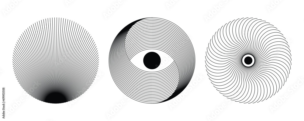 Vector minimal geometric illustrations set, futuristic digital trendy abstract aesthetic linear compositions, prints, frames and graphic design elements, y2k and brutalist style