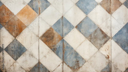 Wallpaper Mural Vintage blue and white patterned tiles. The concept is aged beauty in design. Torontodigital.ca