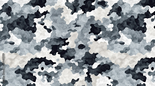 Seamless rough textured military, hunting, paintball camouflage pattern in light urban grey and dark black palette. Camouflage pattern cloth texture background photo
