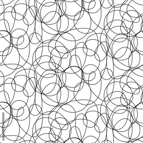 Grunge Lines seamless pattern with hand drawn lines and loops. Ornament for printing on fabric, cover and packaging. Simple black and white vector ornament isolated on white background