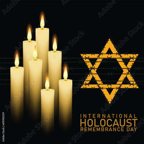 International Holocaust Remembrance Day vector. Star of David . January 27. Important day