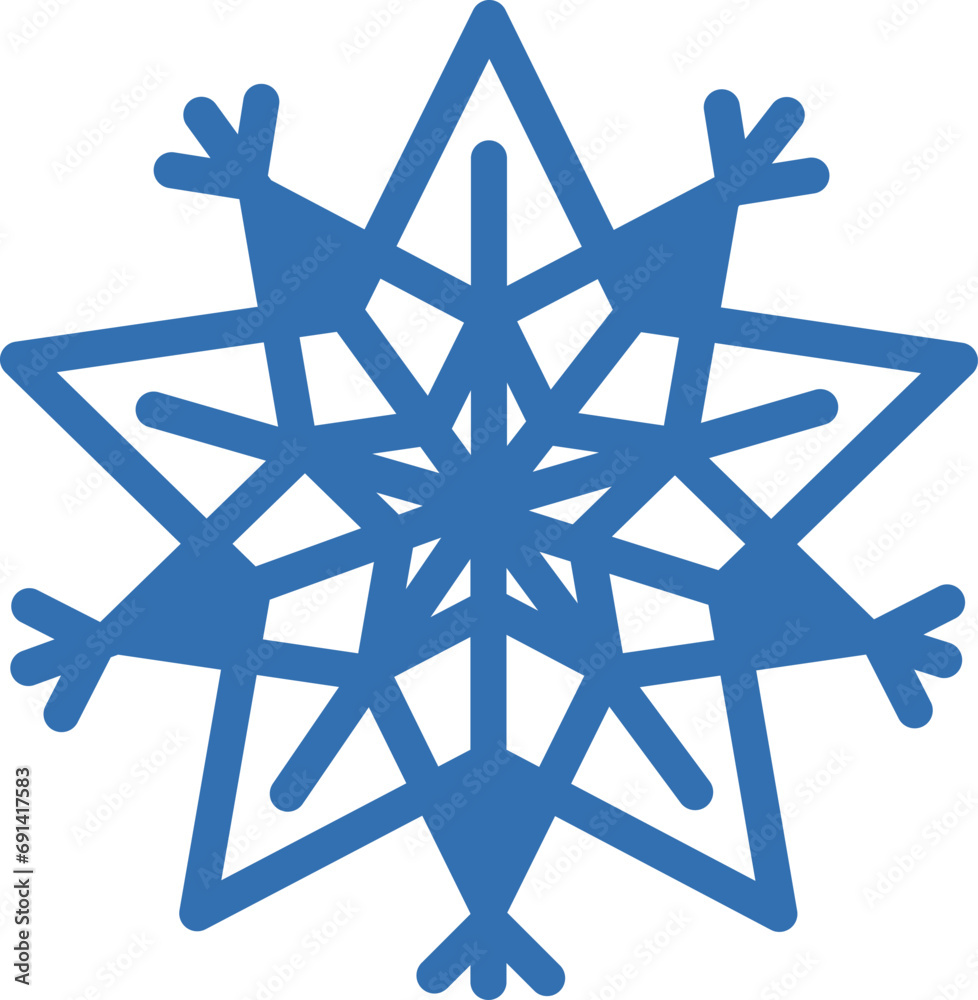 Thick line freeze snowflake, element of winter festival decoration. Winter snow, Christmas miracle blue symbol. Simple shape freehand vector icon isolated on white background Thick line freeze snowflake, element of winter festival decoration. Winter snow, Christmas miracle blue symbol. Simple shape freehand vector icon isolated on white background