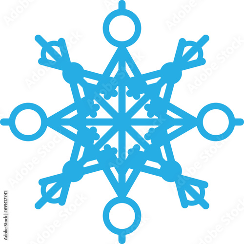 Thick line freeze snowflake, element of winter festival decoration. Winter snow, Christmas miracle blue symbol. Simple shape freehand vector icon isolated on white background