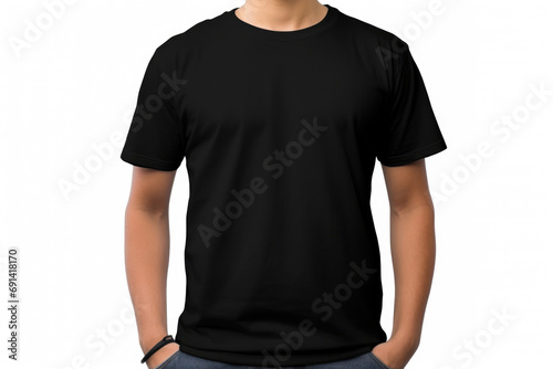 Man in a black T-shirt mockup for design photo