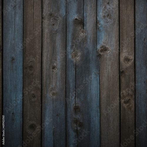 Brown and blue old wood slats background.