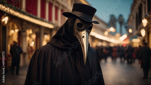 plague doctor mask at the Venetian masquerade ball