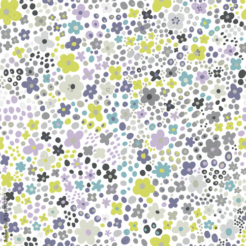 Seamless pattern with small flowers for children's and women's clothing in vector on a white background