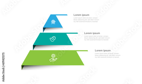 Business template infographic with 3 step and triangle pyramid shape for presentation and information graphic 