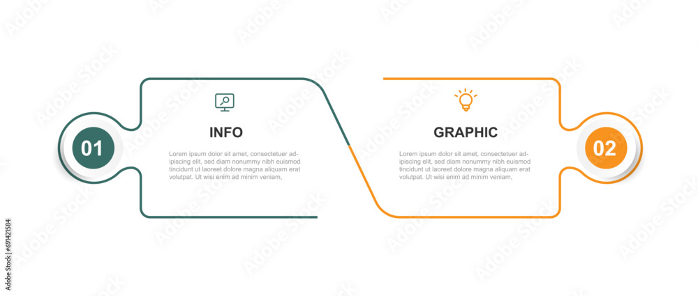 2 line step process infographic vector element  - obrazy, fototapety, plakaty 