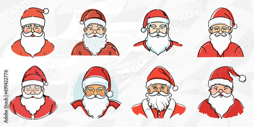 Klassische Lineart-Weihnachtsmann-in-rotem-Gewand Vektorgrafik-Bündel