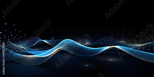 Futuristic technology wonderland. Abstract digital landscape in striking blue tones. Illustration showcases harmonious blend of science design and space with elements representing energy connectivity