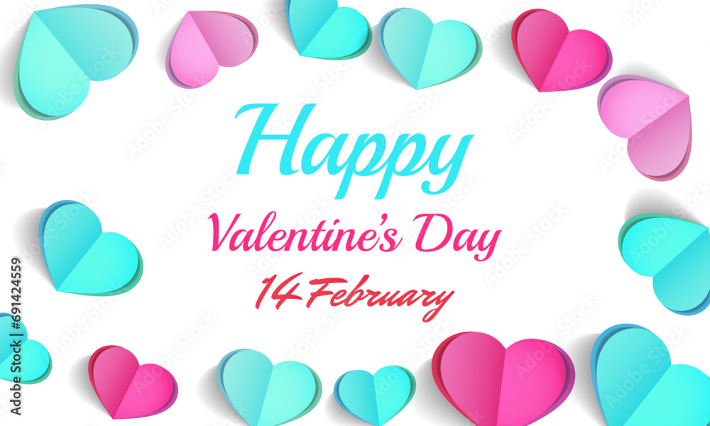 Happy Valentine's Day background with pink and blue heart elements. copy space with concept for design Happy Valentine's Day background with pink and blue heart elements. copy space with concept for design