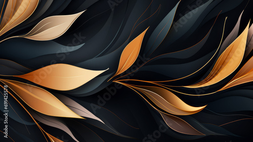 Abstract dark luxury background design with gold floral leaves © Robert Kneschke