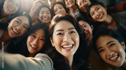 Group of asian pretty girls celebrating together. Happy International Women day. photo