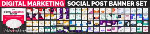 big mega set of digital marketing social media post banner template. clean minimal editable square digital marketing web banner or business marketing post banner big mega bundle collection. photo