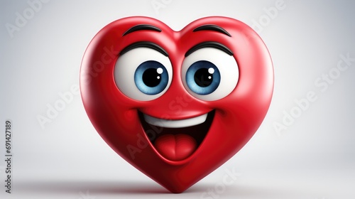 Comical Expression on a Red Heart Emoji