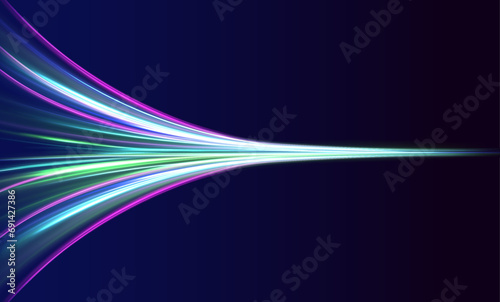 Abstract vector fire circles, sparkling swirls and energy light spiral frames. Acceleration speed motion on night road. Vector swirl trail effect. 