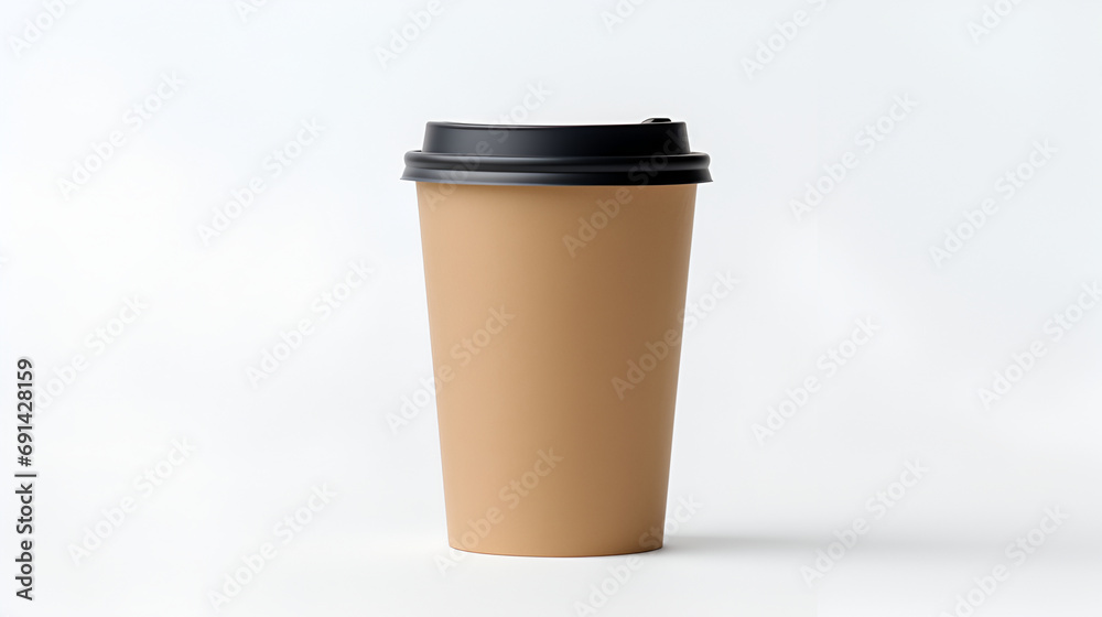 paper coffee cup on white background. Generated AI paper coffee cup on white background. Generated AI