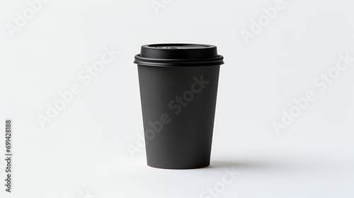 black coffee cup on white background. Generated AI © natalystudio