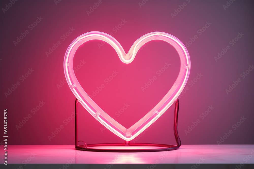 Chic Neon Heart Lighting Ideal for Valentines Day Atmosphere