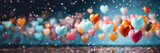 Heart shaped Balloons Drifting Against a Vibrant Background